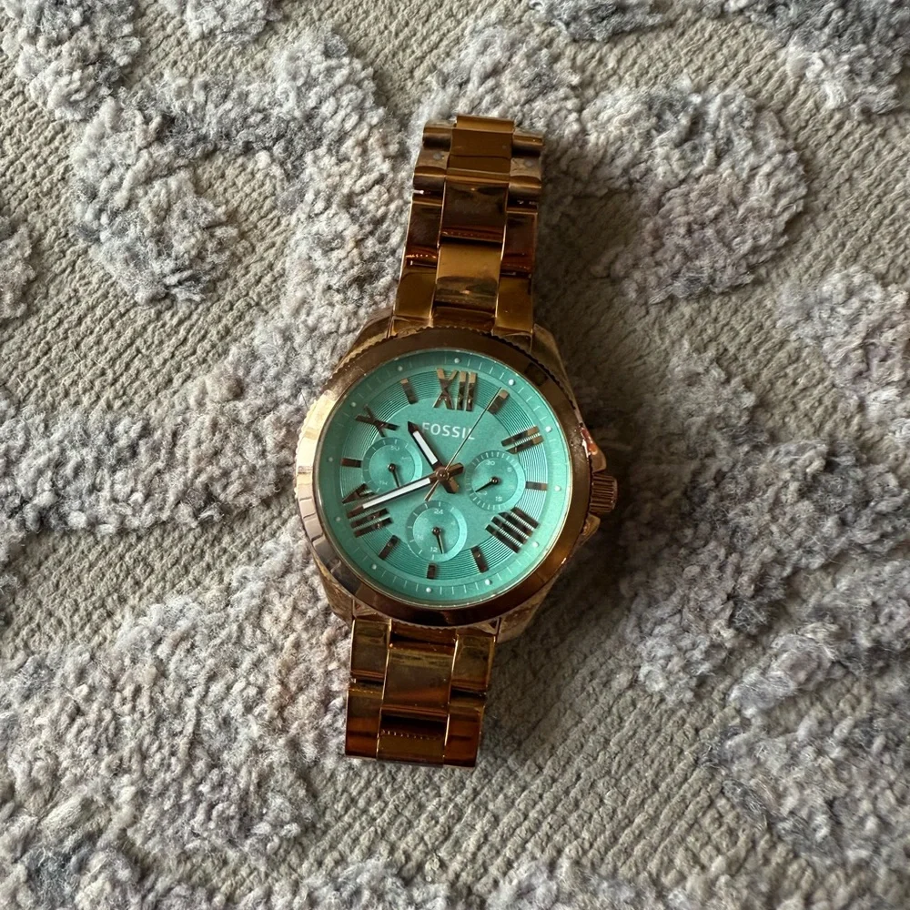 Fossil Gold Watch with Green Dial